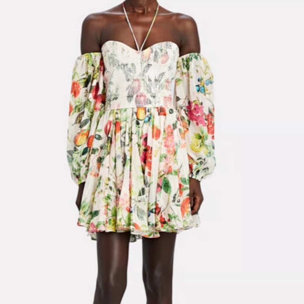 Rococo Sand Floral Off-Shoulder Mini Dress Medium